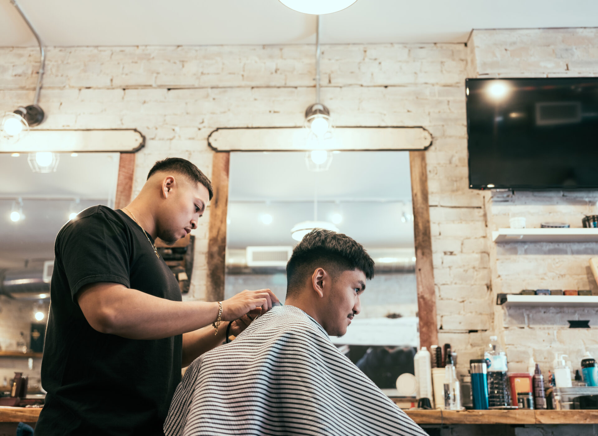 English style barber shop action